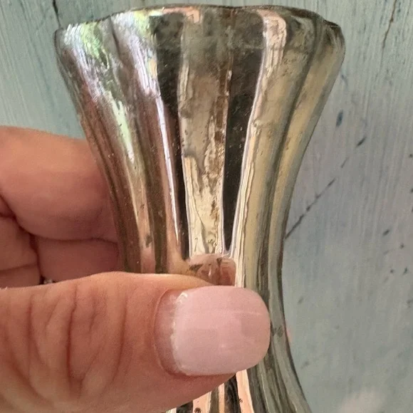 (3) Pretty Silver Mercury Glass Vases Set - Picture 6 of 13